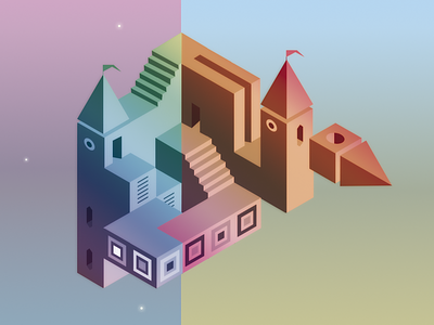 My first shot!! color flat game isometric monument valley polygon