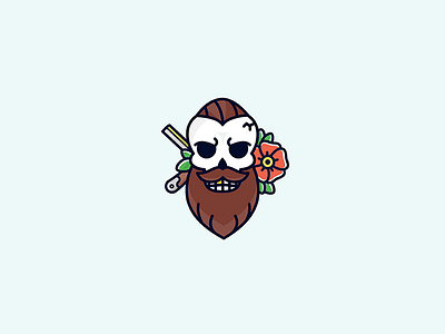 The Barber angry barber beard cool hipster icon illustration mad razor skull straight razor tattoo