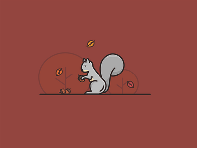 Squirrel acorn animal autumn fall icon illustration leaves squirrel