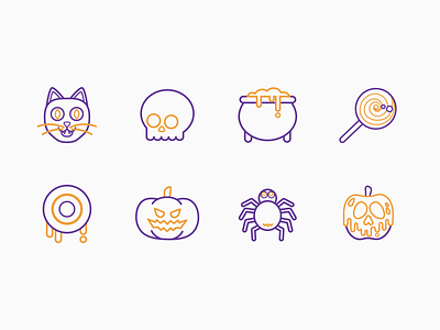 Halloween Line Icons Set 1 cat cauldron halloween icons icons design illustration line icons poison pumpkin simple skull spider spooky