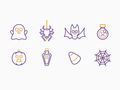 Halloween Line Icons Set 2 bat ghost halloween icons icons design illustration line icons poison pumpkin simple spider spooky