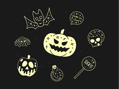 Pins with Attitude attitude bat creepy enamelpins gold halloween icons illustration poison pumpkin skull spider spooky