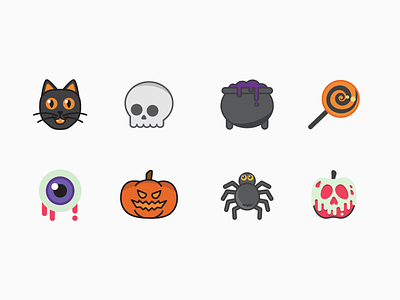 Halloween Colored Icons apple candy cat cauldron creepy eyeball halloween icon design icons illustration poison pumpkin skull spider spooky
