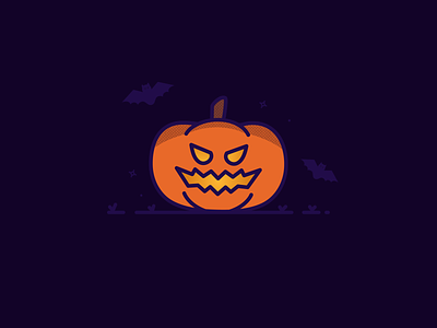 Happy Halloween! 🎃 bat creepy design halloween icon illustration. pumpkin spooky