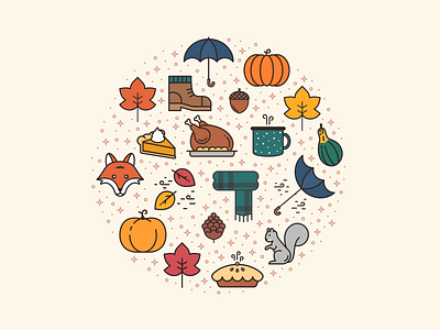 Autumn Jumble autumn dessert fall fox illustration leaves logo pumpkin pumpkin pie squirrel thanksgiving weather