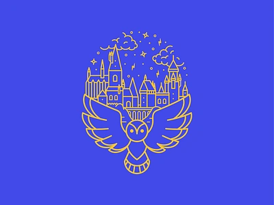 Hogwarts castle harry potter harrypotter hedwig hogwarts icon illustration lightning bolt line art owl vector