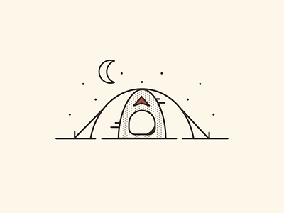 Camping Under the Stars adventure camp camping hiking icon illustration line art moon outdoor stars tent two color two tone vector