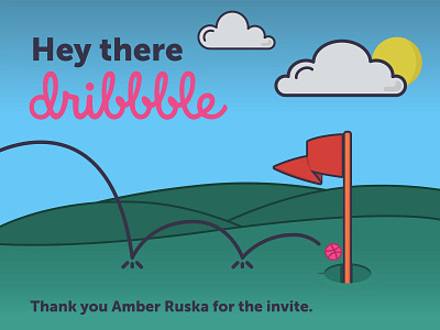 Hello Dribbble! debut golf icon illustration