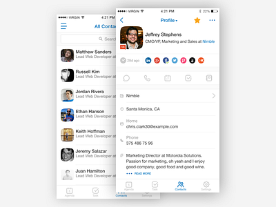 Nimble – smart contact summary app crm ios iphone profile ui ux