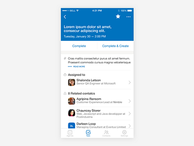 Nimble – calendar event agenda app calendar crm event event app ios iphone ui ux