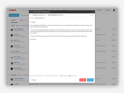 Jobjet ats design mail ui ux web