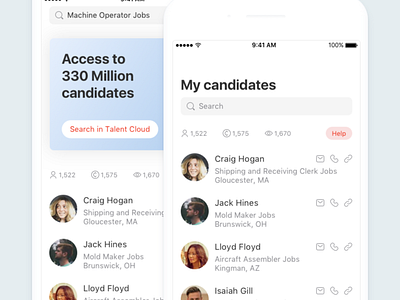 Jobjet People Search app design ios iphone ui ux