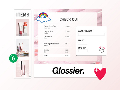 Glossier Check Out Page #dailyUI002 001 daily dailyui design daily glossier login makeup online shopping ui