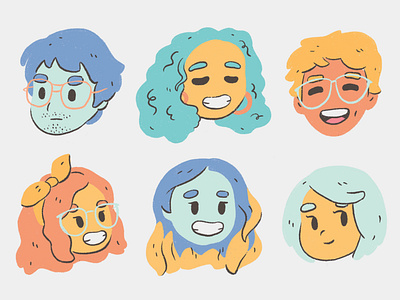 Faces character character design color colorful face flat illustration illustration 2d