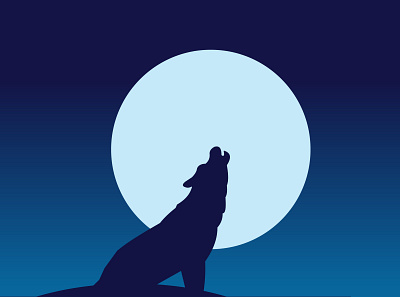 Wolf Howling clean design flat illustration illustrator minimal vector