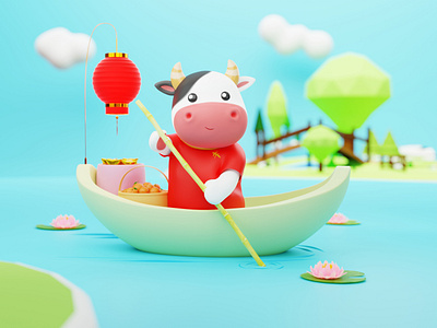 Gong Xi Fa Cai 3d 3d ilustration 3d model animation blender3d branding design icon illustration illustrator lunar new year minimal rendering ui ux zbrush