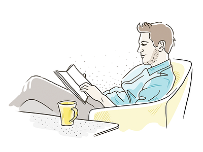 Good morning cup illustration man morning reading