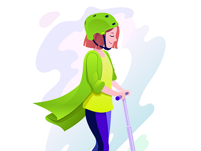 Uva character girl character illustration scooter