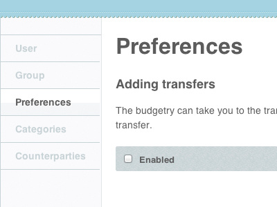 The Budgetry - Preferences financial preferences settings web application