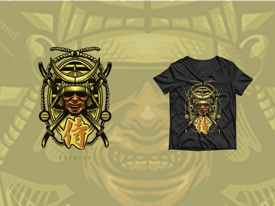 Samurai Helmet Illustration symbol icon harakiri fighter warrior sword katana samurai japan japanese ethnic head design graphic design vector illustration