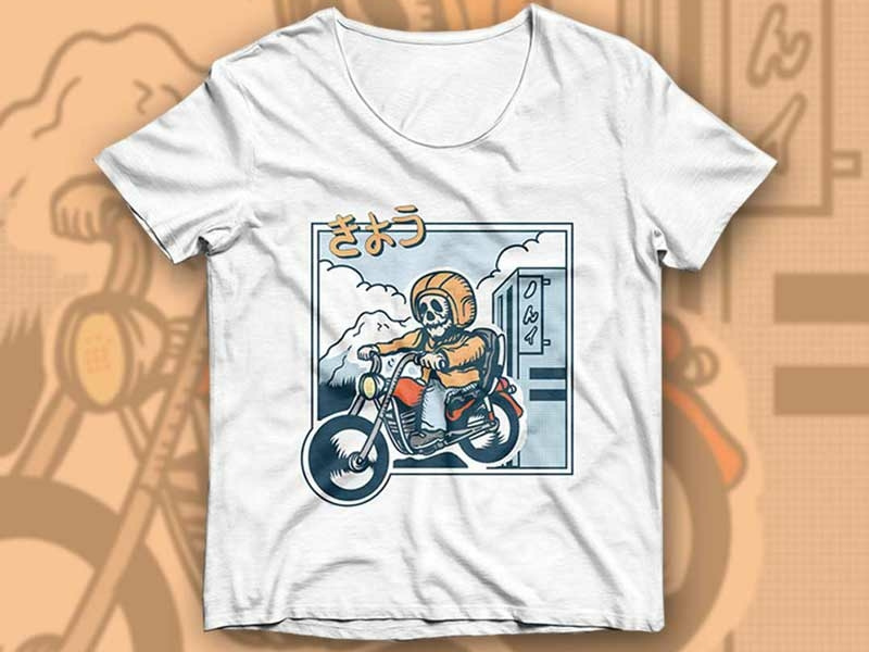 Today Skull Riding mountain japan motorcycle riding skull badge design graphic design vector illustration