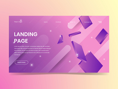 3D effect shapes landing page background design