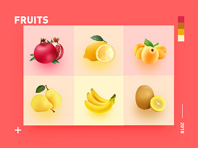 Fruits icon delicious food fresh fruits icon illustrations realism summer