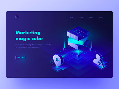 Marketing magic cube Web Page 2.5d design future icon illustrations image ui ux visual web web design website website design