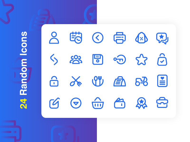 24 Random Icons Free illustration vector icon