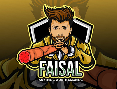 Smoking Mascot Logo beard man logo big logo buy logo cigar mascot logo company logo faisal mascot logo hand drawn hand drawn logo illustration smoking logo smoking mascot logo versatile logo