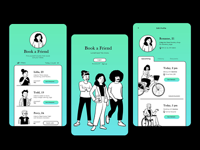 #DesignSlices UI Challenge 01 - Book a friend book book a friend design design app design challenge illustration mobile app ui ui design ux