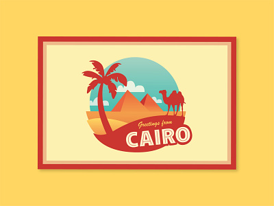 Cairo Postcard - #31 Weekly Warmup cairo design egypt illustration postcard pyramids tourism travel typography vector weekly warmup weeklywarmup