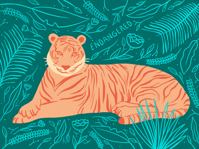 Tiger 2d art 2d illustration animal botanic botanical art colorful design digital art digital illustration digital painting flat illustration flatdesign illustration tiger vector
