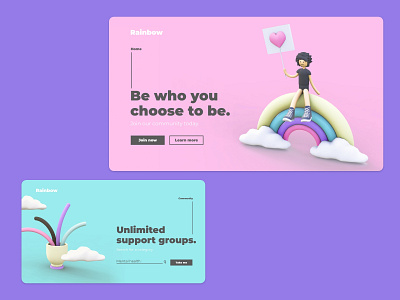 Rainbow 3D Illustration + UI 3d 3d art 3d artist 3d model design figma illustration landing page landingpage pastel color pride ui ui design ux vectary vector web website