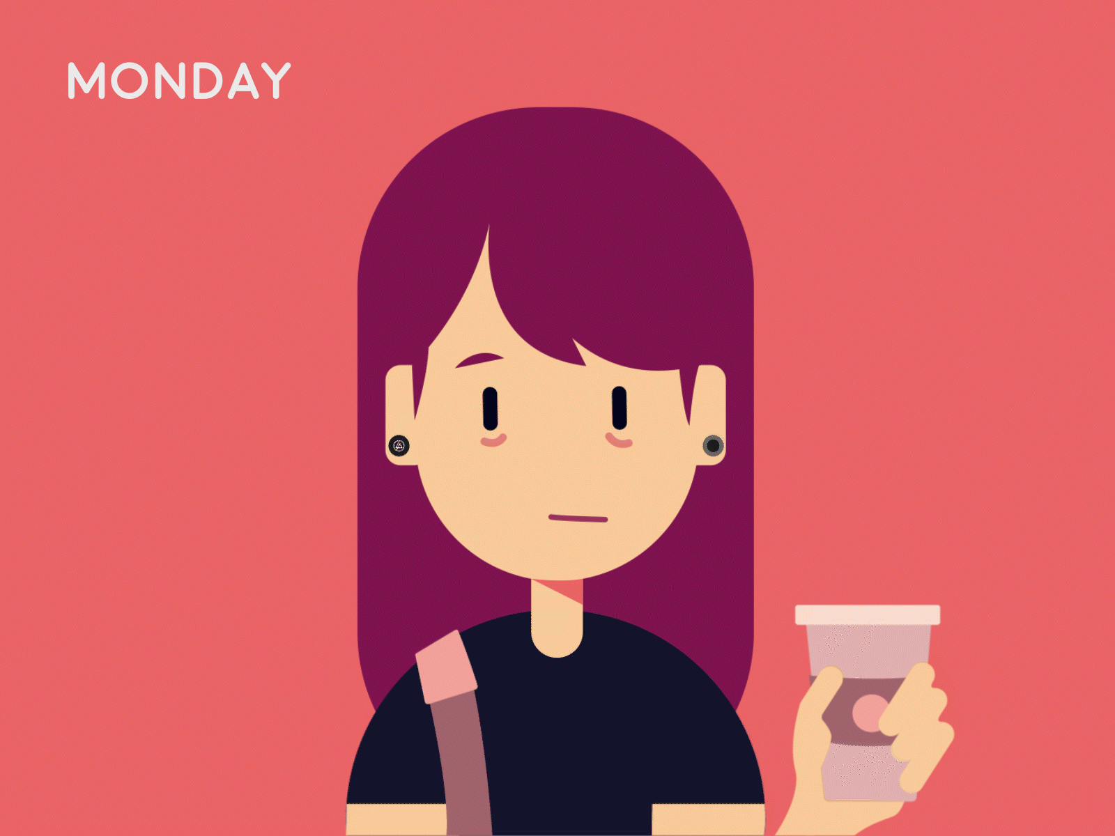 Self Portrait - Monday animation design gif gif animation illustration monday self portrait vector