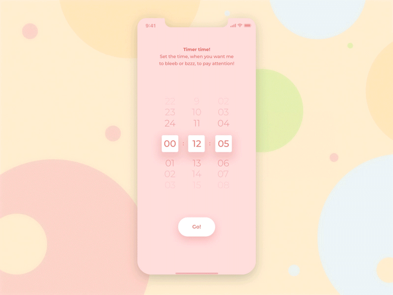 FunkyTimer / Mobile App Concept flower fish app concept ui countdown timer seeds chicken animation motion illustration