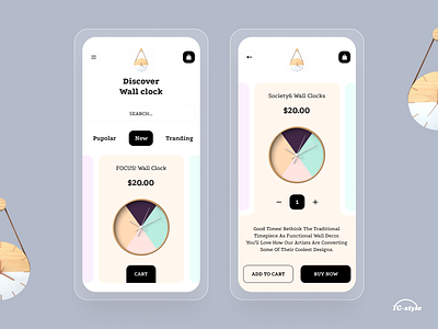 Wall Clock Store App 2020 trend 2020 trends app concept clean clock clock app e comerce e commerce shop home screen ios app ios app design minimal modern ui mordern tc style typography ui ux watch store