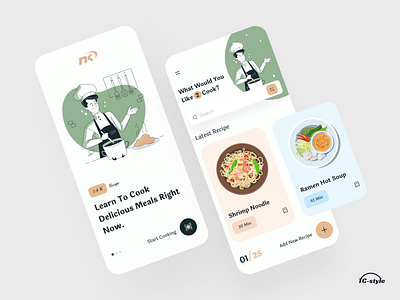 Knock Recipes App 2020 trend app concept card clean cook cuisine dish flat design food app food delivery app grocery app home screen layout minimal modern ui recipe restaurant typography ui ux