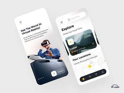 VR Travel Guide App 2020 trend app concept ar augmented reality city destination gps home screen maps minimal modern ui place travel trip ui ux virtual reality vr