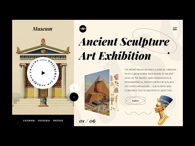 Museum - History adventure 2021 trend ancient ancient egypt antiquity exhibition history home screen modern ui museum museum of art ui ux virtualreality web webdesign website