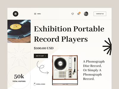 Portable Record Players Website 2021 trend beat design instrument library maker minimal modern ui play player playlist record song typography ui ui8 ui8net ux web website