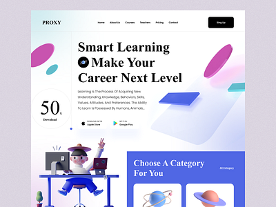 Learning App Landing Page app book design e learning education education app hero home screen landing landing page learn learning app minimal modern ui product page teachers teaching ui ux website