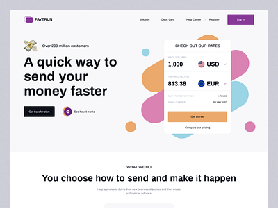 PAYTRUN - Money Transfer Landing Page app banking bankingapp branding minimal mobile modern ui money money management money transfer send sending transfer ui ux web website