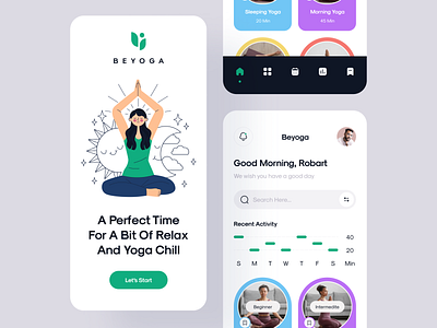 Yoga App activity app color graph gym app illustration meditation minimal mobile mobile app modern ui physical practice sport tracking app ui ux workout yoga yoga app