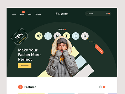 Fashion Winter Collections - Landing Page apparel clothing clothing brand clothing company clothing line ecommerce fashion hero section homepage landing page minimal mockup modern ui online shop photography streetwear ui ux web winter collections