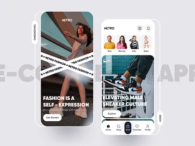 NETRO - E-commerce App app clean cloth delivery clothes clothing app e commerce fashion brand lifestyle minimal mobile ui modern ui online shopping app online store shipping shop shopping company ui ux