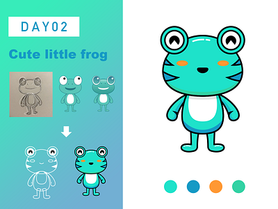 The lovely frog in the next day's illustration practice design illustration
