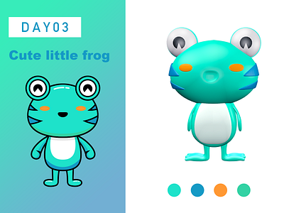 C4D modeling of a small frog c4d illustration