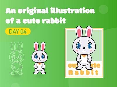 An original illustration of a cute rabbit design illustration