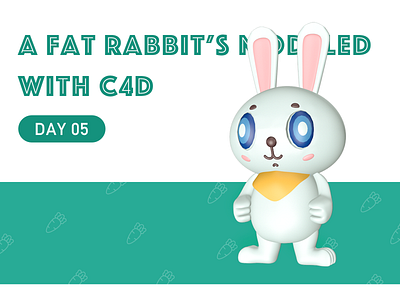 A fat rabbit was modeled with C4D design illustration logo